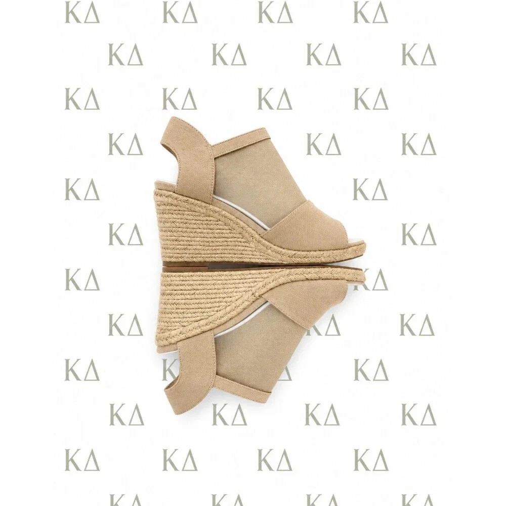 Lifestride Tess Wedge In Taupe Canvas Size 11M New In Box